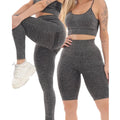 3 pc Fitness Kit Top Shorts Pants For Gym Lifts Empina Dark Grey Sports Butt