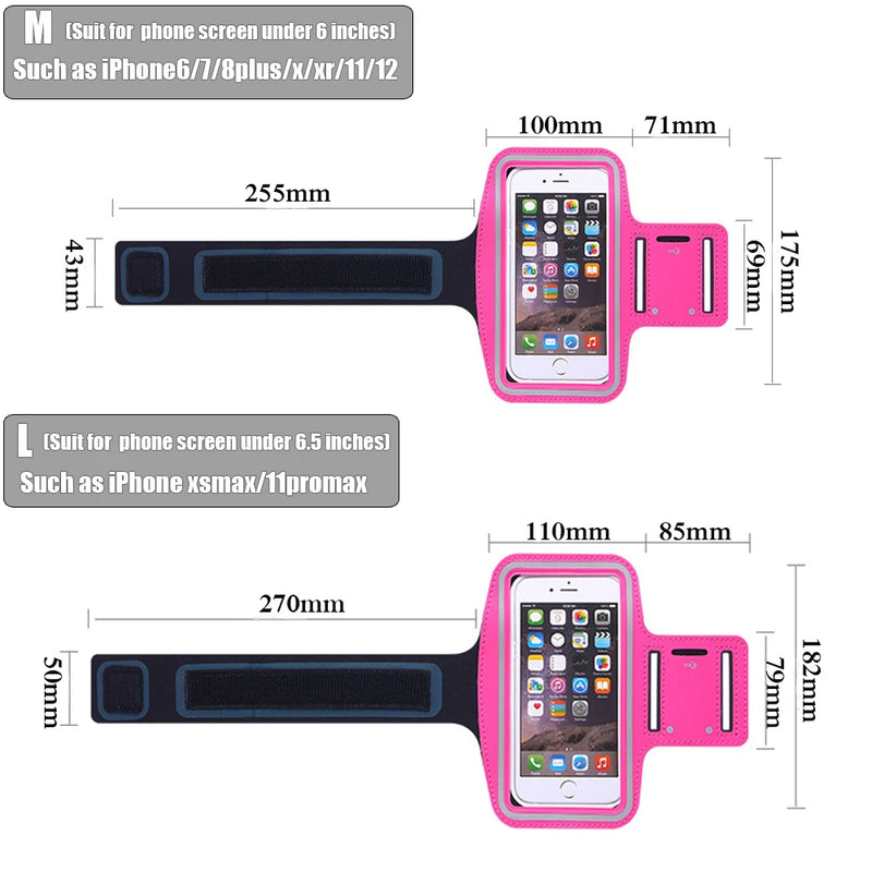 4-6.5 Inch Waterproof Arm Bag Running Bags Men Women Armbands Touch Screen Cell Phone Arms Band Phone Case Sports Accessory