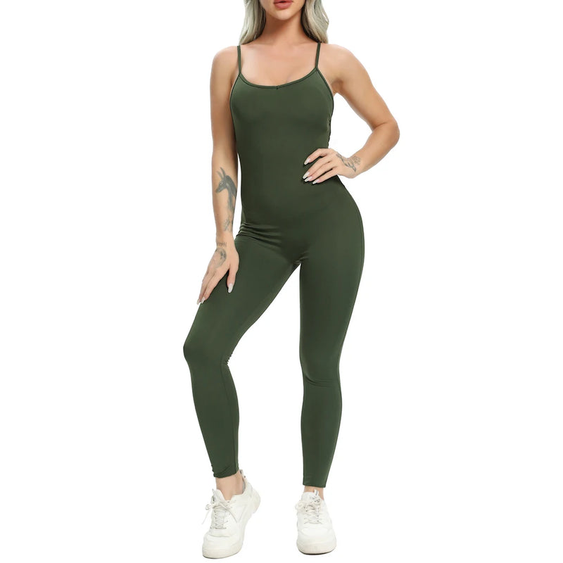 2024 New Women's Yoga Fitness Backless Overalls Bodysuit Fitness Rompers Sexy Sport Suit Leggings Jumpsuit Combinaison Gym Set