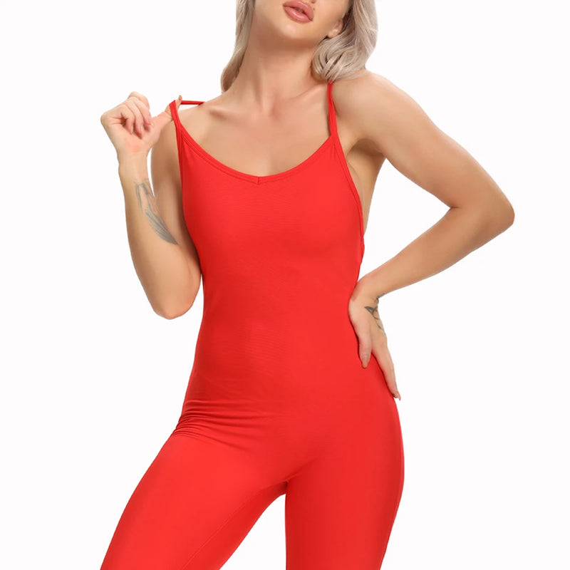 2024 New Women's Yoga Fitness Backless Overalls Bodysuit Fitness Rompers Sexy Sport Suit Leggings Jumpsuit Combinaison Gym Set