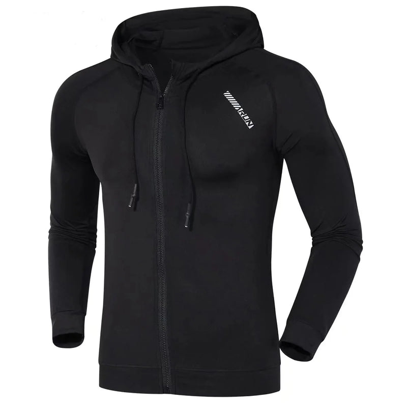 Men Compression Elastic Hoodies Gym Sport Running Training Fitness Sportswear Bodybuilding Sweatshirt Hooded Jacket Male Jackets