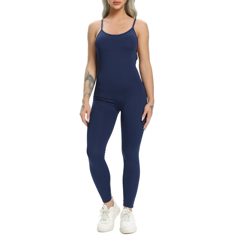 2024 New Women's Yoga Fitness Backless Overalls Bodysuit Fitness Rompers Sexy Sport Suit Leggings Jumpsuit Combinaison Gym Set