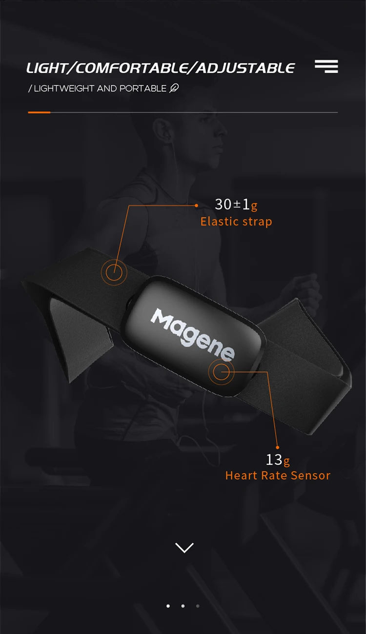 Magene Mover H64 Heart Rate Sensor Dual Mode ANT Bluetooth With Chest Strap Cycling Computer Bike forWahoo Garmin Sports Monitor