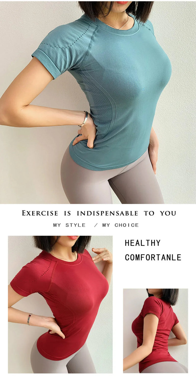 GUTASHYE Fitness Women Seamless Sport Shirt Sports Wear For Women Gym Running Top Short Sleeve Yoga Top Crop Top Women Gym Top