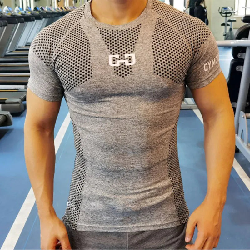 Men's Quick Dry Sport T-shirt Fitness Tight Short Sleeve Male Gym Compression T-shirt bodybuilding Tee shirt