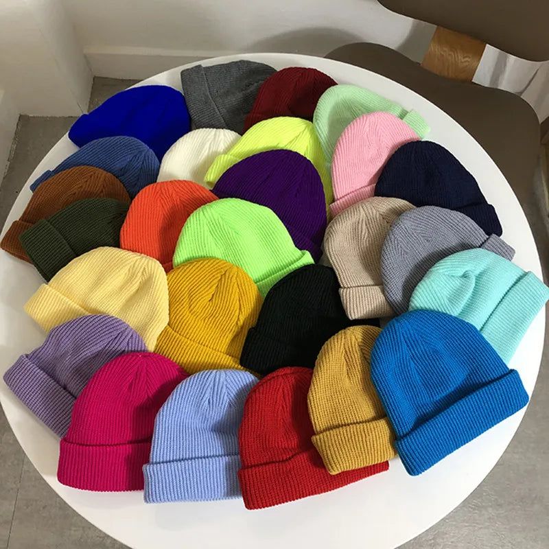 Hot Sale Daily Fisherman Beanie Hat Unisex Sailor Style Autumn Beanie Ribbed Knitted Hats For Men Women Short Melon Winter Hat