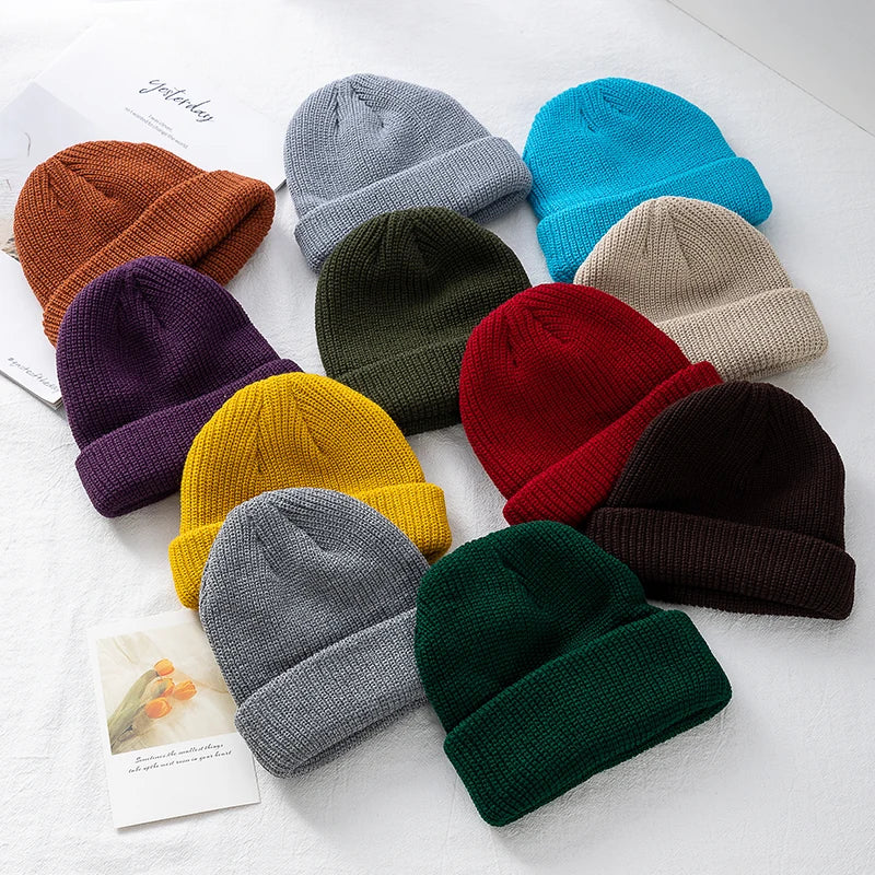 Hot Sale Daily Fisherman Beanie Hat Unisex Sailor Style Autumn Beanie Ribbed Knitted Hats For Men Women Short Melon Winter Hat