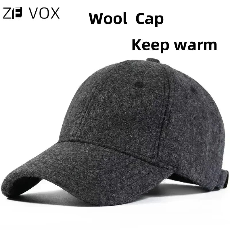 Men's Baseball Cap Wool Winter Hat 2021 Thickened Big Head Circumference Hat Fashion Warm Trucker Cap Outdoor Sport Dad Hat