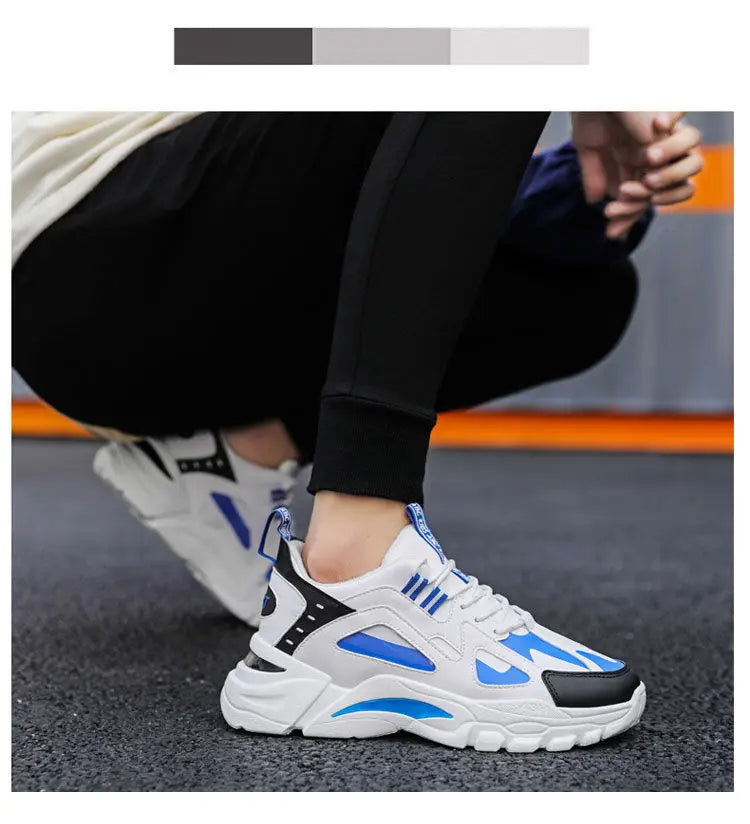 Men Breathable Running Shoes Fashion Korean Version Mesh Height Increase Anti Slip Comfort Autumn New Men Sports Shoes Sneakers