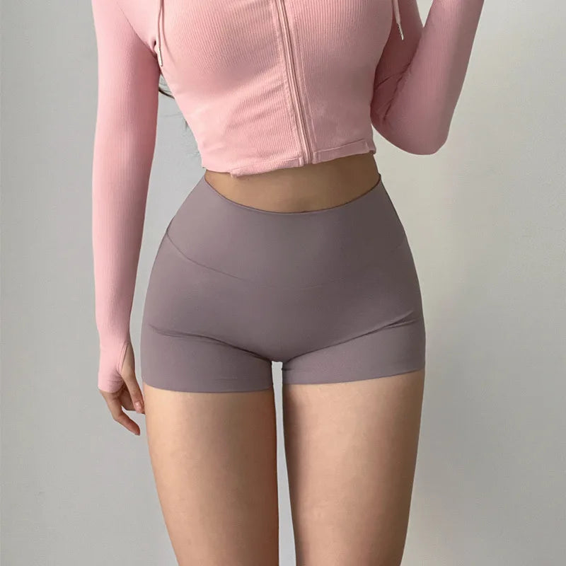 GymHUB Hip lifting fitness yoga shorts three-quarter pants female high-waisted peach nude running sports quick-drying anti