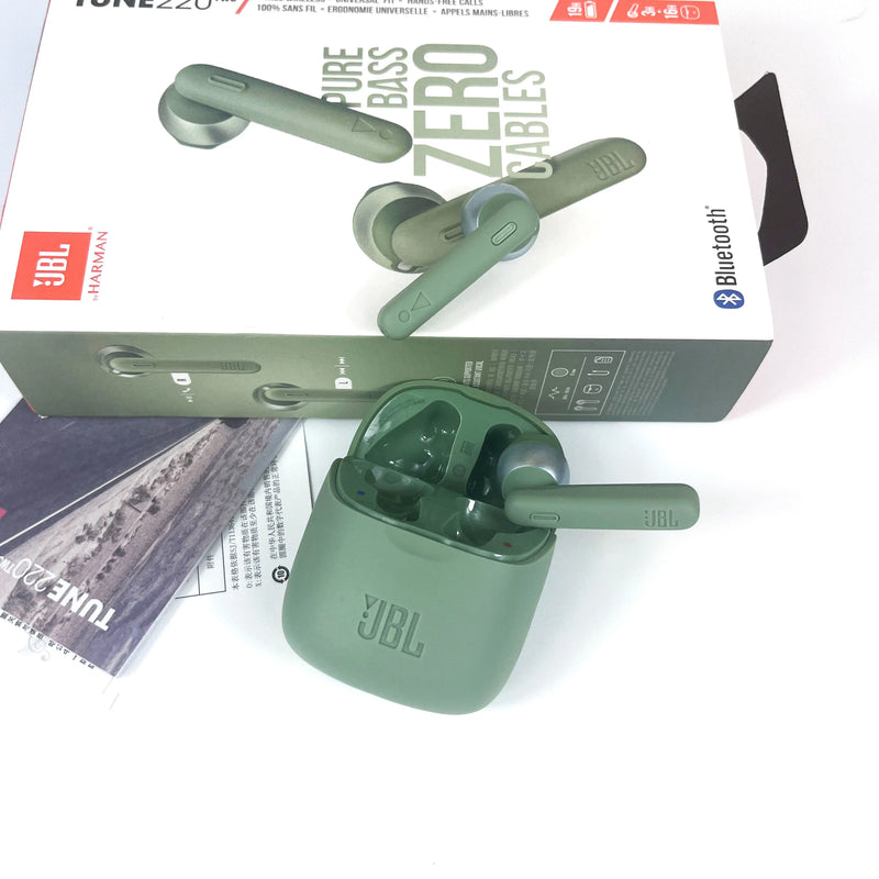 Original JBL TUNE 220 TWS True Wireless Bluetooth Earphones T220TWS Stereo Earbuds Bass Sound Headphones Headset Mic For JBL