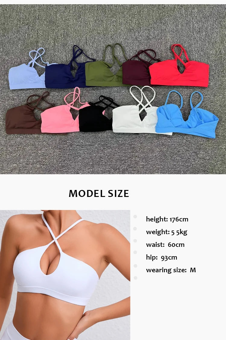 STOUREG Sexy Beautiful Back Sports Bra for Women Gym  Yoga Bra Cross Back Running Sports Top Breathable Fitness Paded Sportswear