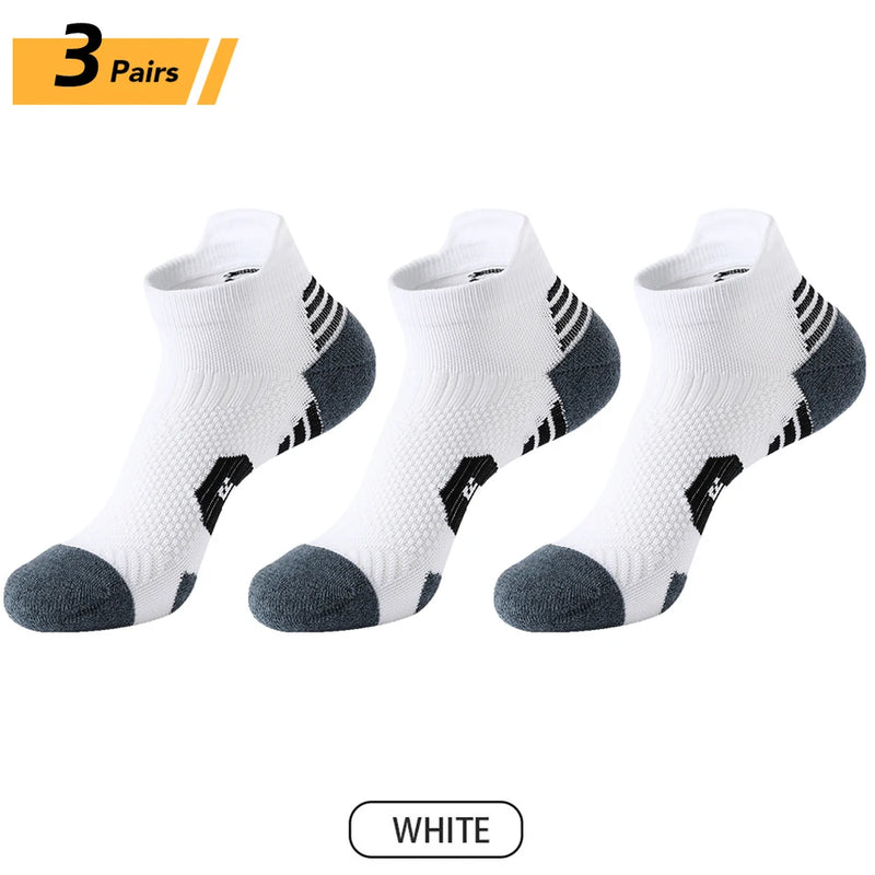 3Pair Professional Fitness Sports Socks Towel Bottom Non-Slip Running Socks Men Women Short Quick-Drying Basketball Training Sox