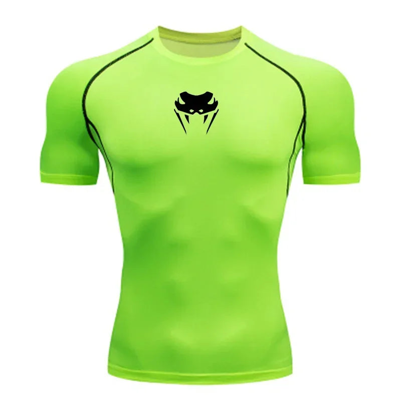 Men O-Neck Compression Shirt MMA Long or Short Sleeve T-shirt Men's Fitness Bodybuilding Clothes Rashguard Sports Top Tees