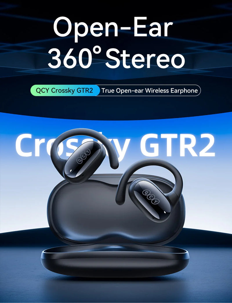 QCY Crossky GTR2 Open-Ear Wireless Earphone Bluetooth 5.4 EarHooks Bass Boost Headphones Multipoint Connection IPX5 Sport Earbud