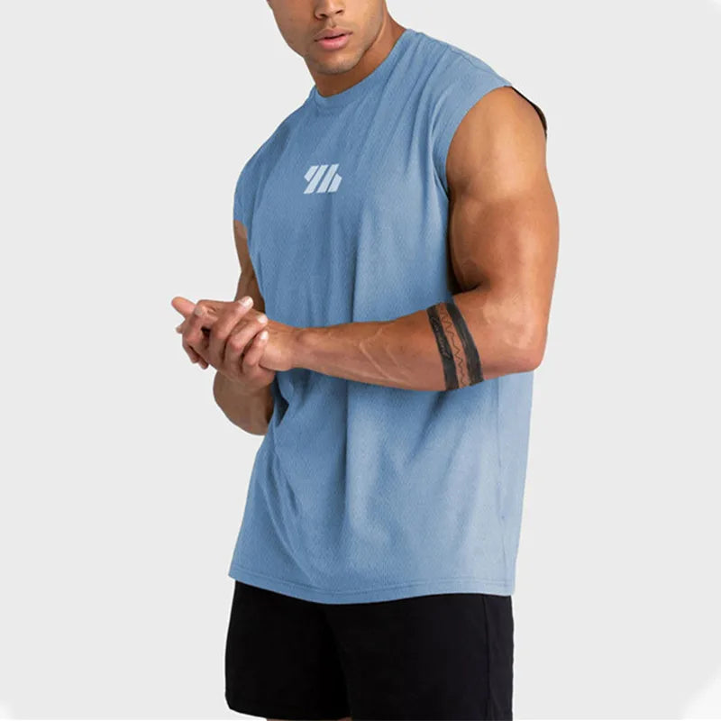 2024 Summer new Gym Vest Men Bodybuilding Sleeveless Sports Tank Top quick-drying mesh Fitness Running Tank Top men Clothes