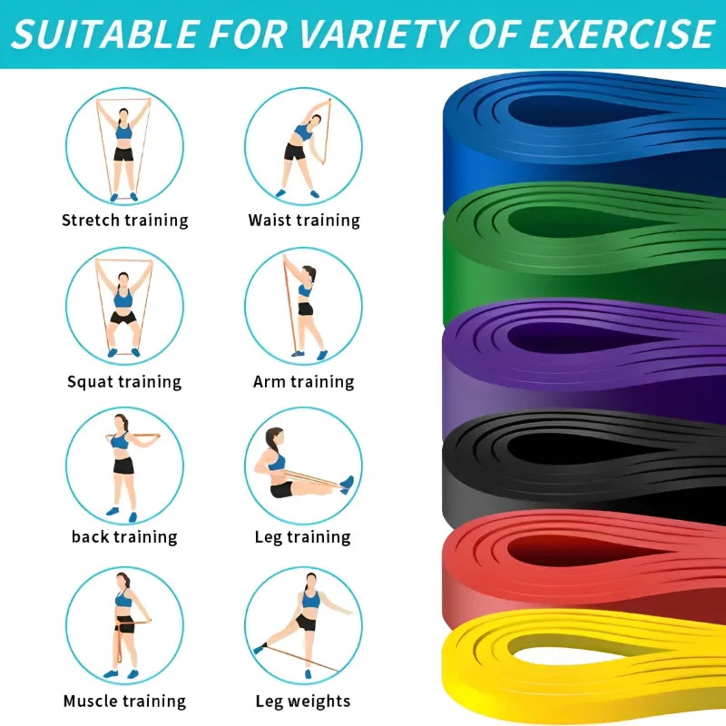 Banda de resistência de látex para treino Pilates, Exercício elástico, Pull Up Assist, Heavy Duty, Fitness Equipment, Tough Pull, Exercício