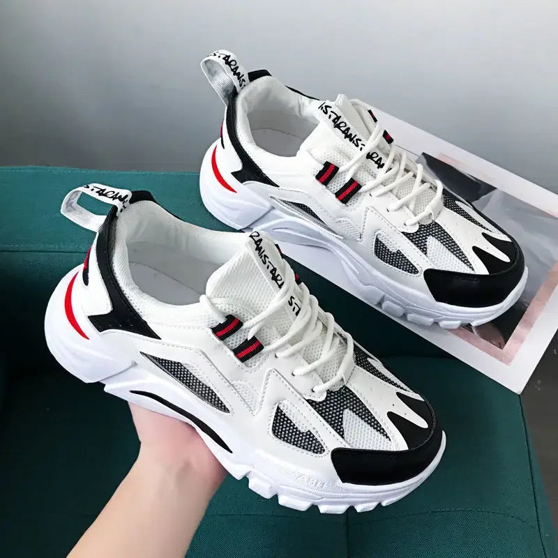 Men Breathable Running Shoes Fashion Korean Version Mesh Height Increase Anti Slip Comfort Autumn New Men Sports Shoes Sneakers