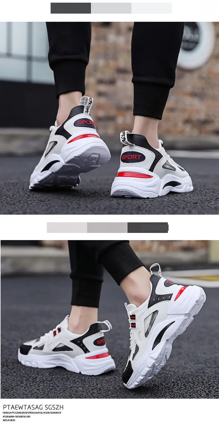 Men Breathable Running Shoes Fashion Korean Version Mesh Height Increase Anti Slip Comfort Autumn New Men Sports Shoes Sneakers