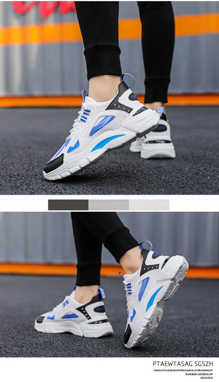 Men Breathable Running Shoes Fashion Korean Version Mesh Height Increase Anti Slip Comfort Autumn New Men Sports Shoes Sneakers