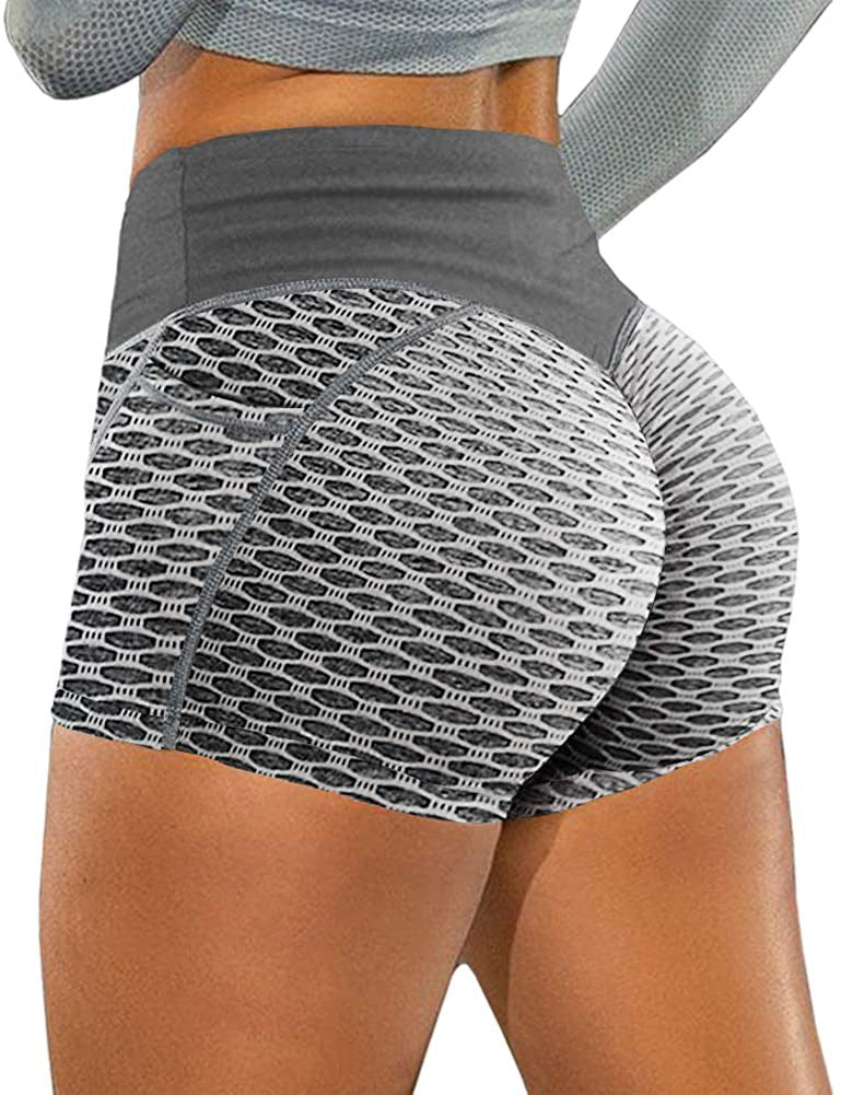 Shorts for Women Gym Skinny Fitness High Waist booty Shorts with Pocket Sport Bubble Butt Push Up Female Workout Tights Leggings