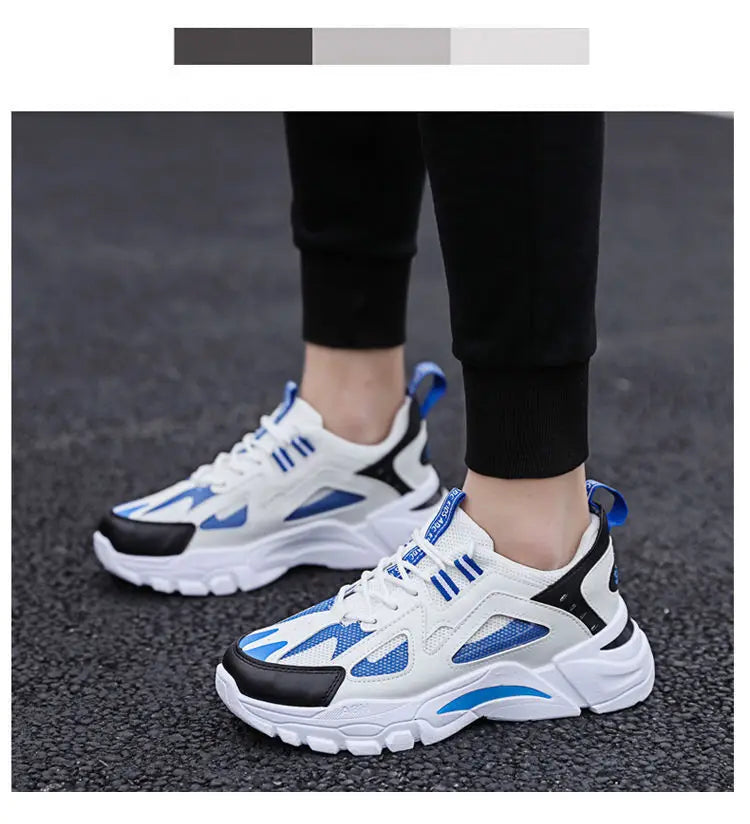 Men Breathable Running Shoes Fashion Korean Version Mesh Height Increase Anti Slip Comfort Autumn New Men Sports Shoes Sneakers