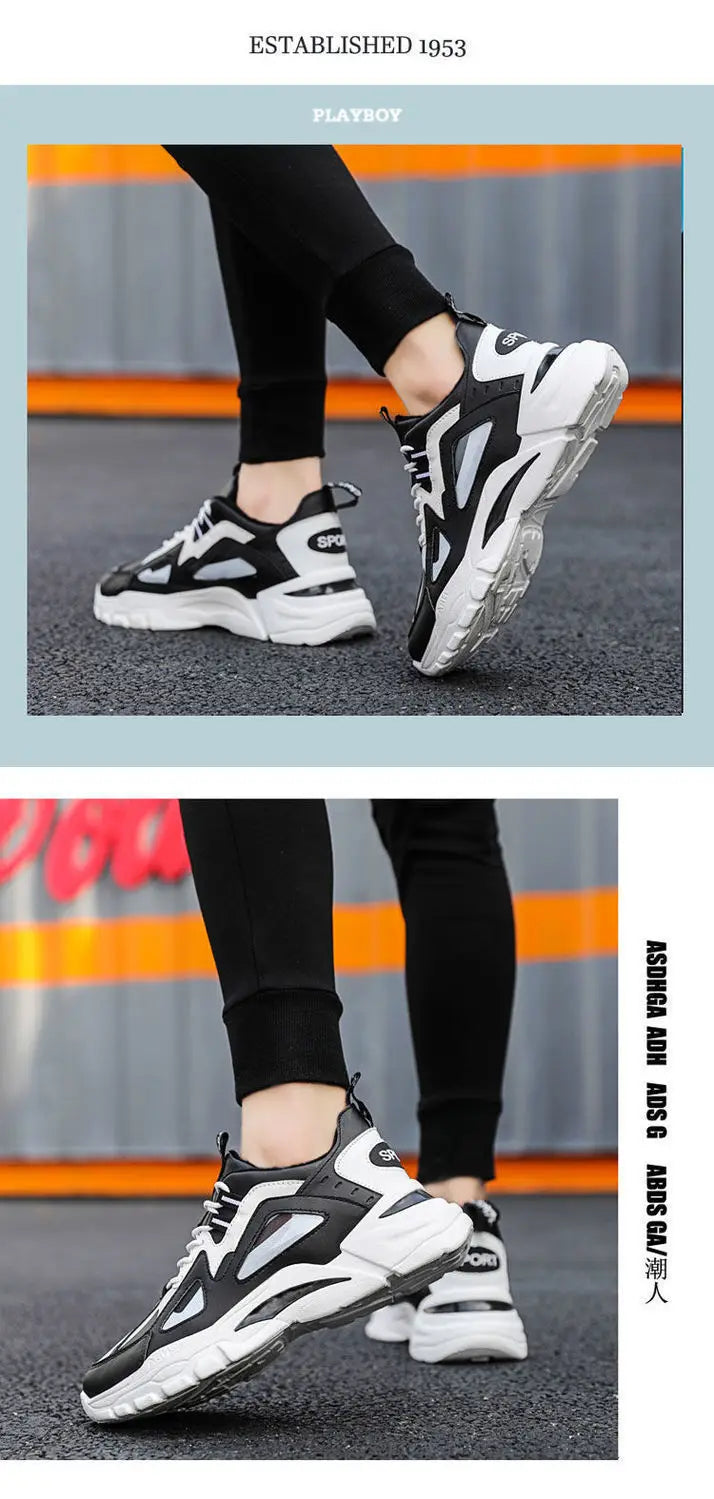 Men Breathable Running Shoes Fashion Korean Version Mesh Height Increase Anti Slip Comfort Autumn New Men Sports Shoes Sneakers