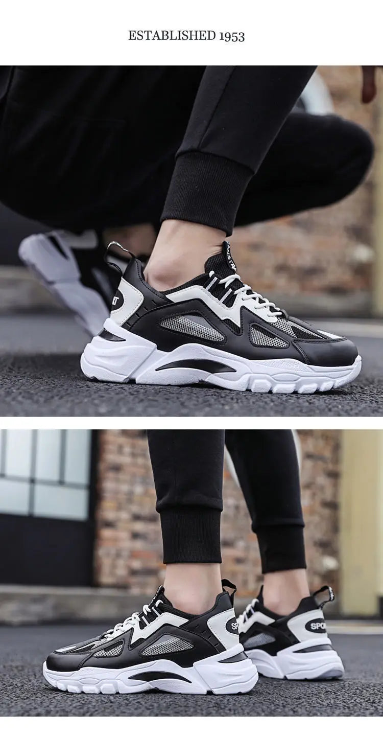 Men Breathable Running Shoes Fashion Korean Version Mesh Height Increase Anti Slip Comfort Autumn New Men Sports Shoes Sneakers