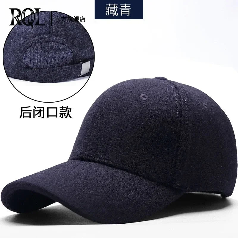 Men's Baseball Cap Wool Winter Hat 2021 Thickened Big Head Circumference Hat Fashion Warm Trucker Cap Outdoor Sport Dad Hat