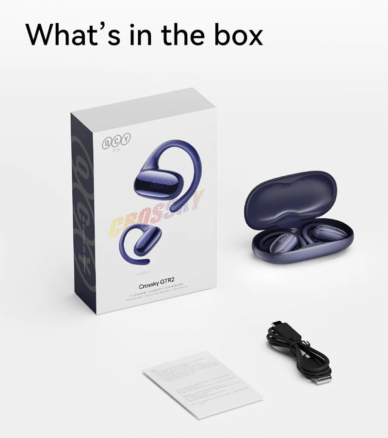 QCY Crossky GTR2 Open-Ear Wireless Earphone Bluetooth 5.4 EarHooks Bass Boost Headphones Multipoint Connection IPX5 Sport Earbud