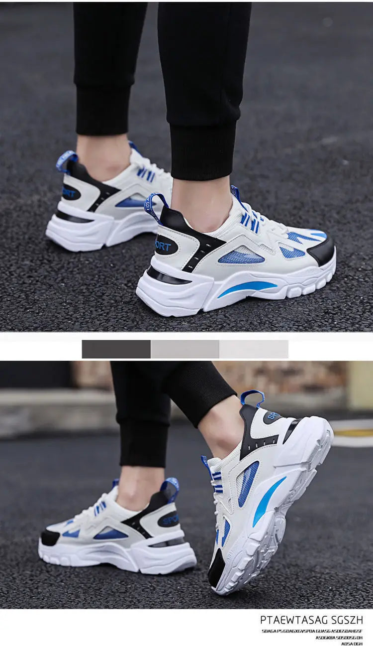 Men Breathable Running Shoes Fashion Korean Version Mesh Height Increase Anti Slip Comfort Autumn New Men Sports Shoes Sneakers