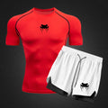 Men's Compression Clothing Sports Fitness Quick-drying Clothing Tight Short-sleeved Anime Double-layer Shorts Summer Suit S-3XL