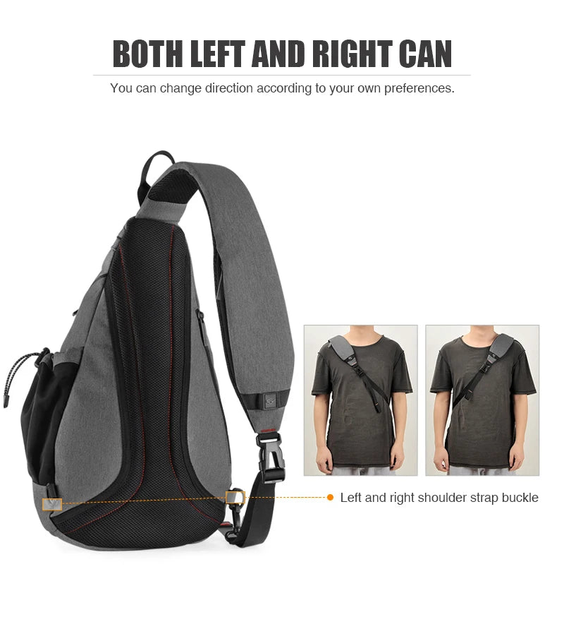 Mixi Men One Shoulder Backpack Women Sling Bag Crossbody USB Boys Cycling Sports Travel Versatile Fashion Bag Student School