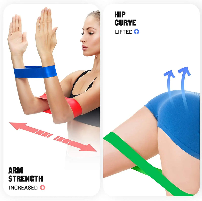 Bandas de resistência para ioga e fitness, elástico para exercício, treinamento do quadril, alongamento, para a perna, agachamento, dança, 5 diferentes