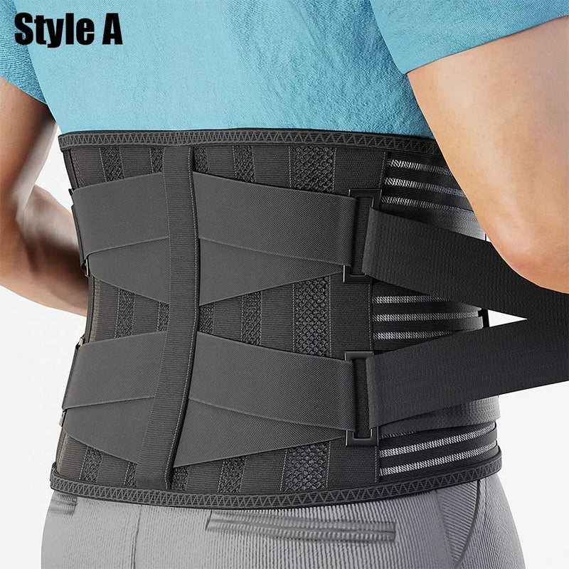 Elstiac Lumbar Back Belt Waist Support Trainer Adjustable Lumbar Pad with 6 Stays Abdominal Binder Fitness Gym Belts Women Men