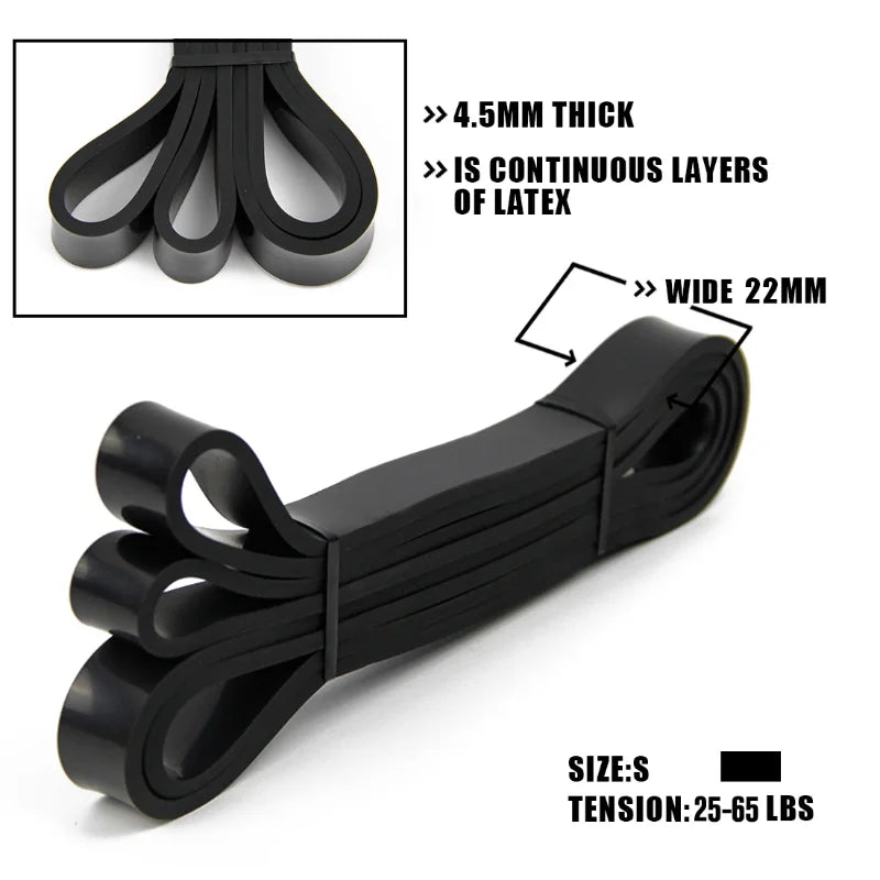 Banda de resistência de látex para treino Pilates, Exercício elástico, Pull Up Assist, Heavy Duty, Fitness Equipment, Tough Pull, Exercício