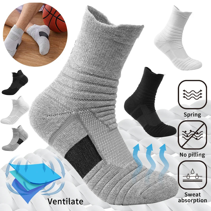 3Pairs Anti-slip Football Socks Men Women Cotton Sock Short Long Tube Soccer Basketball Sport Socks Breathable Deodorous Socks