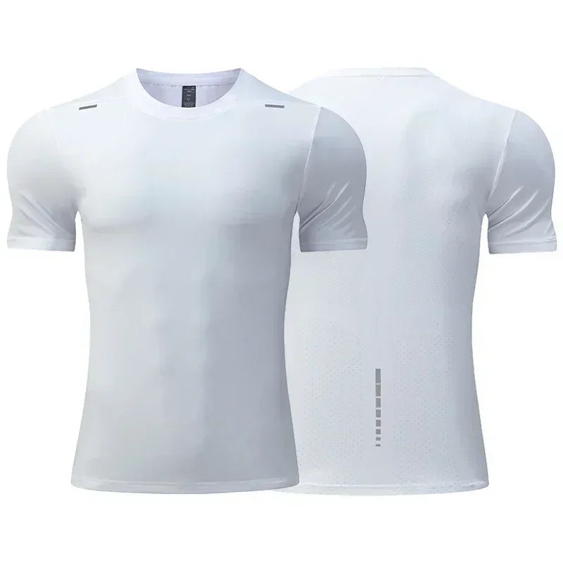 Men's Summer Loose Breathable Short Sleeve Outdoor Cycling Quick Dry Top Running Tracksuits Fitness T-shirts Muscle Tights