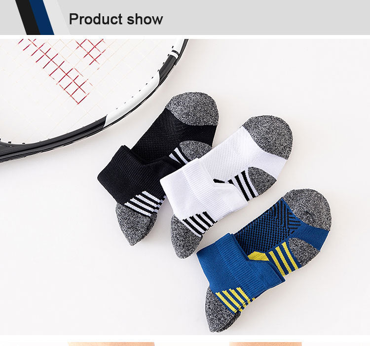 3Pair Professional Fitness Sports Socks Towel Bottom Non-Slip Running Socks Men Women Short Quick-Drying Basketball Training Sox