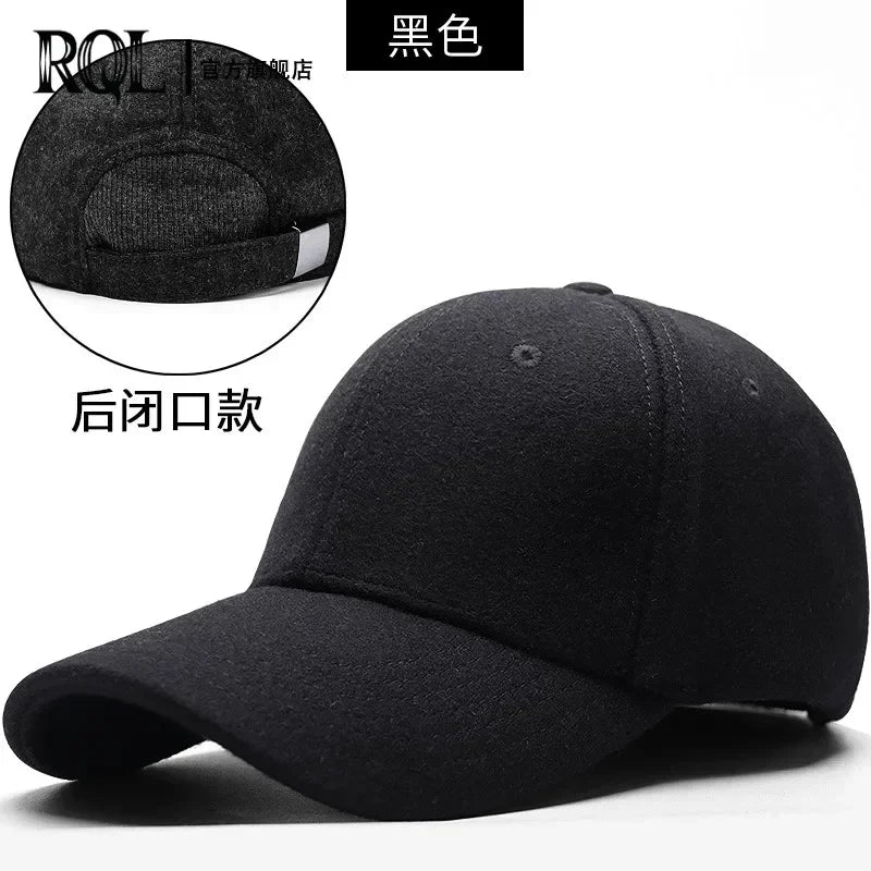 Men's Baseball Cap Wool Winter Hat 2021 Thickened Big Head Circumference Hat Fashion Warm Trucker Cap Outdoor Sport Dad Hat