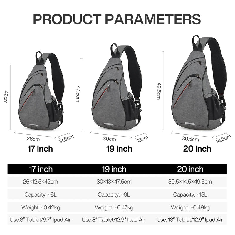 Mixi Men One Shoulder Backpack Women Sling Bag Crossbody USB Boys Cycling Sports Travel Versatile Fashion Bag Student School