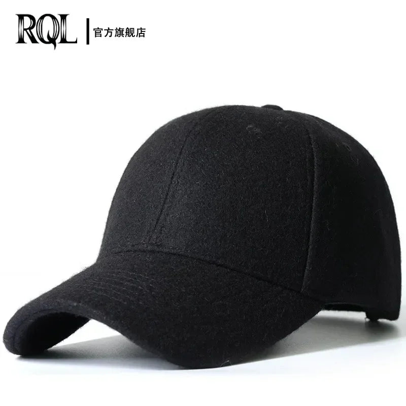 Men's Baseball Cap Wool Winter Hat 2021 Thickened Big Head Circumference Hat Fashion Warm Trucker Cap Outdoor Sport Dad Hat