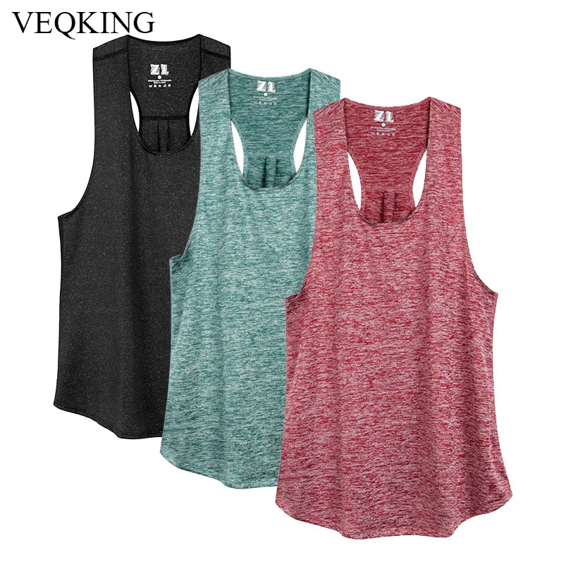 VEQKING Sleeveless Racerback Workout Tank Tops for Women,Running Training Yoga Shirts,Fitness Sport Yoga Vest, Gym Sport Shirts