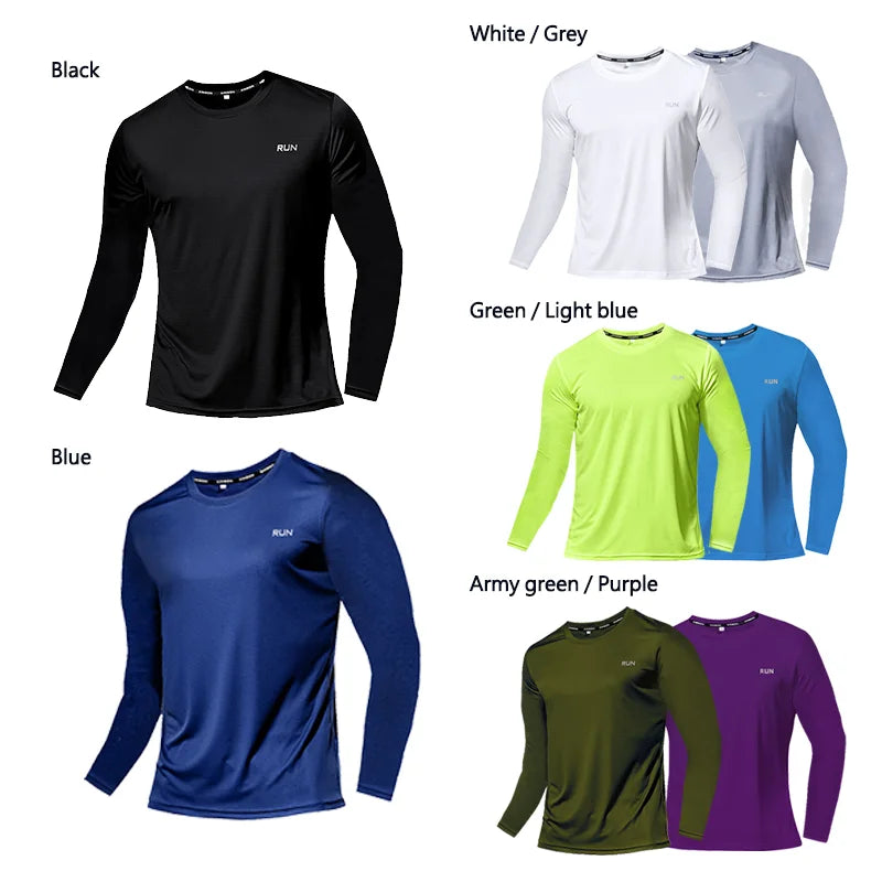 Summer Ice Silk Long Sleeve T-Shirt Men 2023 New Quick Dry Breathable Air Conditioning Outdoor Sun Protection Running Outer Wear