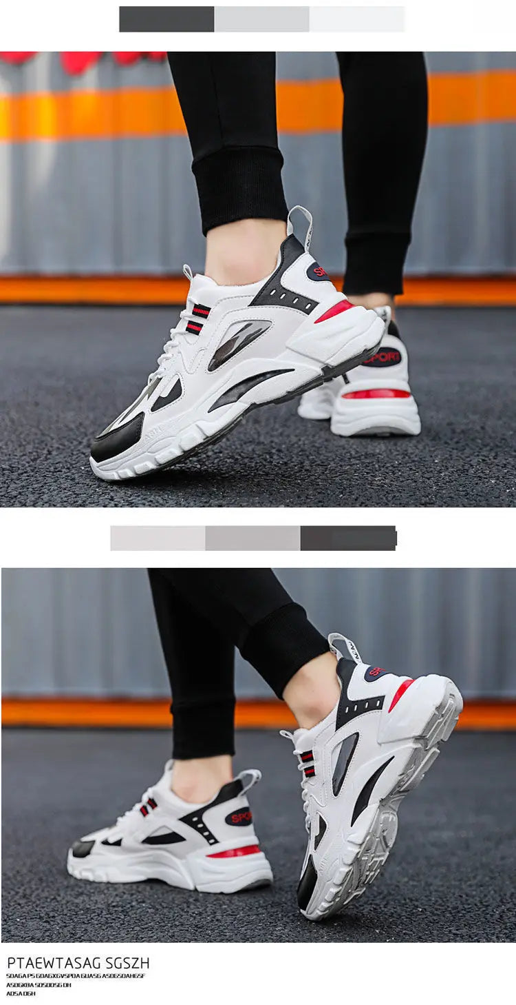 Men Breathable Running Shoes Fashion Korean Version Mesh Height Increase Anti Slip Comfort Autumn New Men Sports Shoes Sneakers