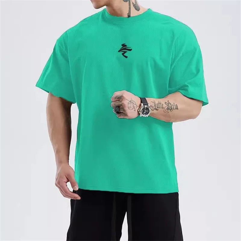 men Loose oversized short sleeved T-shirt men summer mesh sports training T-shirt quick-dry running tops fitness clothes