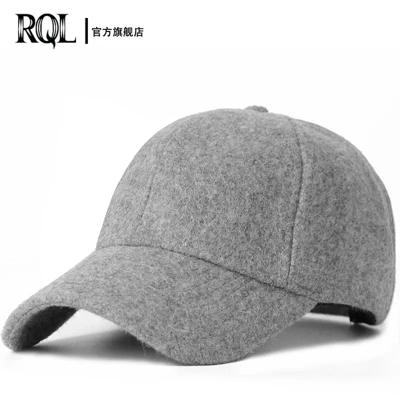 Men's Baseball Cap Wool Winter Hat 2021 Thickened Big Head Circumference Hat Fashion Warm Trucker Cap Outdoor Sport Dad Hat