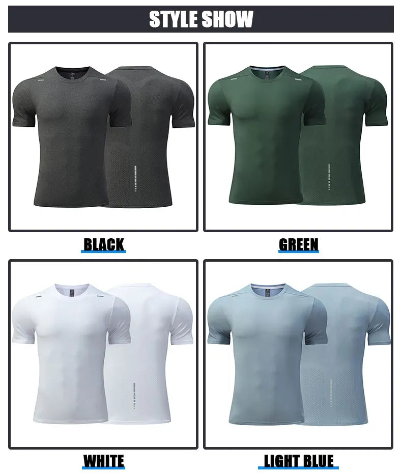 Men's Summer Loose Breathable Short Sleeve Outdoor Cycling Quick Dry Top Running Tracksuits Fitness T-shirts Muscle Tights