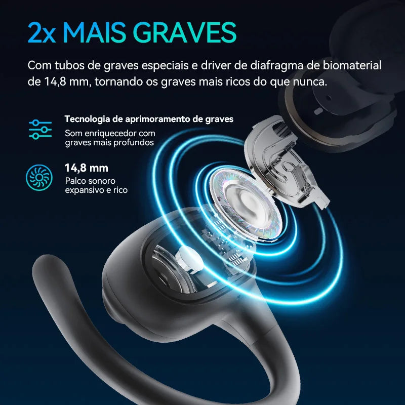 QCY Crossky GTR2 Open-Ear Wireless Earphone Bluetooth 5.4 EarHooks Bass Boost Headphones Multipoint Connection IPX5 Sport Earbud