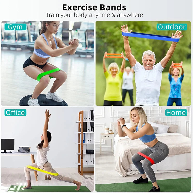 Bandas de resistência para ioga e fitness, elástico para exercício, treinamento do quadril, alongamento, para a perna, agachamento, dança, 5 diferentes